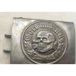 GERMAN WW2 death head totenkopf Panzer SKULL GOT MITT UNS BELT BUCKLE RZM MARKED