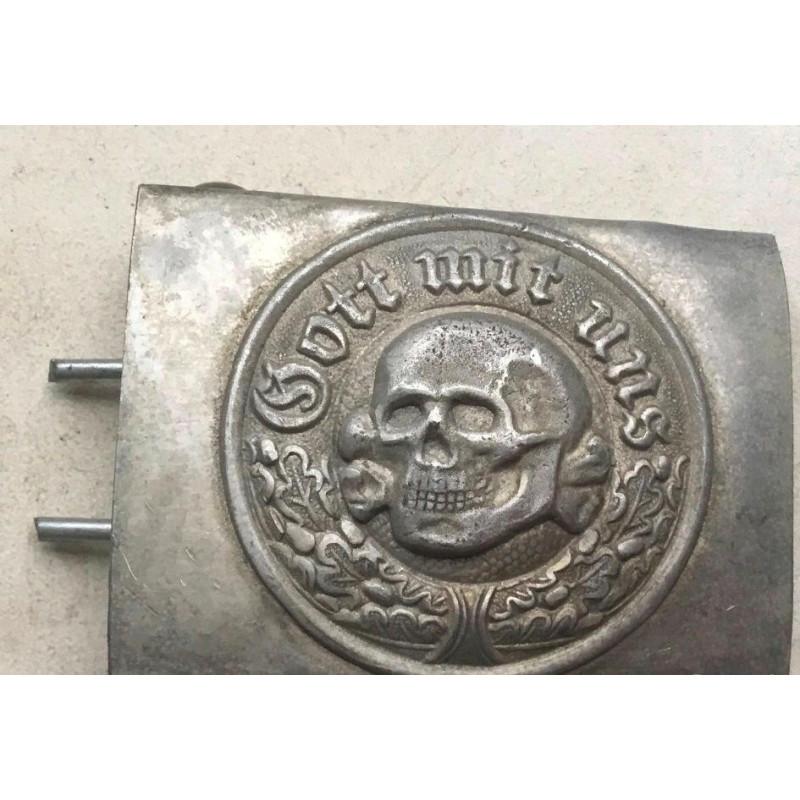 GERMAN WW2 death head totenkopf Panzer SKULL GOT MITT UNS BELT BUCKLE RZM MARKED