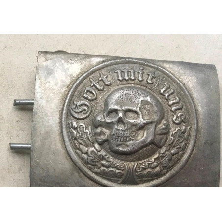 GERMAN WW2 death head totenkopf Panzer SKULL GOT MITT UNS BELT BUCKLE RZM MARKED
