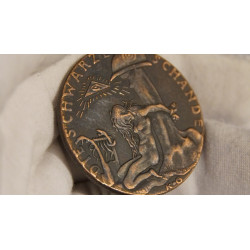 1920 French MEDALLION: "Black Shame" "Watch on the Rhine" WWI, Karl Goetz Coin