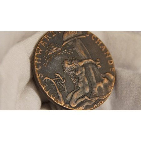 1920 French MEDALLION: "Black Shame" "Watch on the Rhine" WWI, Karl Goetz Coin