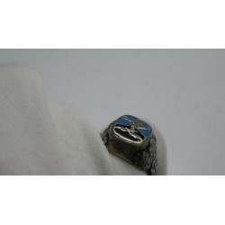GERMAN WWII LUFTWAFFE PILOT SILVER ENAMELED RING Size  11