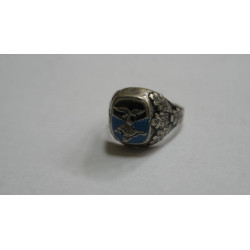 GERMAN WWII LUFTWAFFE PILOT SILVER ENAMELED RING Size  11