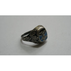 GERMAN WWII LUFTWAFFE PILOT SILVER ENAMELED RING Size  11