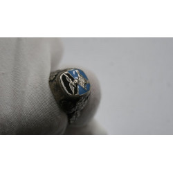 GERMAN WWII LUFTWAFFE PILOT SILVER ENAMELED RING Size  11