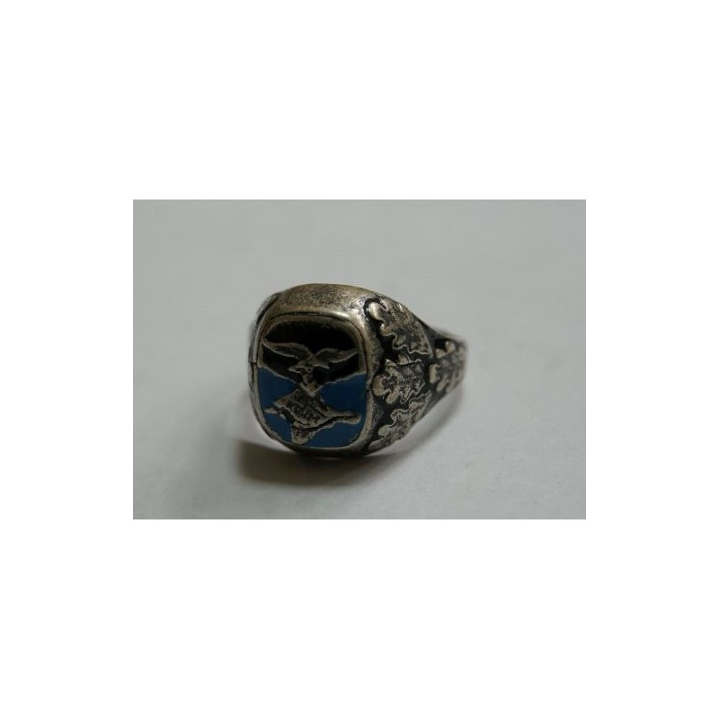 GERMAN WWII LUFTWAFFE PILOT SILVER ENAMELED RING Size  11