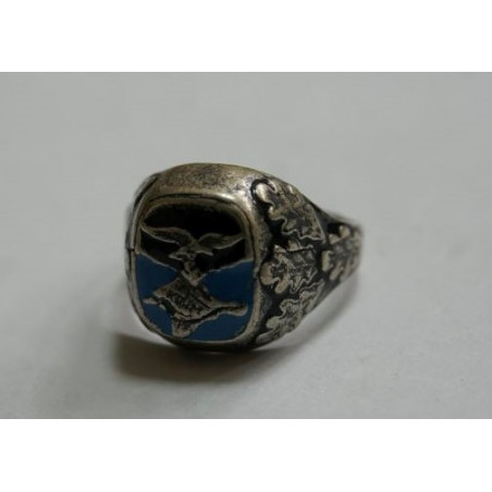 GERMAN WWII LUFTWAFFE PILOT SILVER ENAMELED RING Size  11